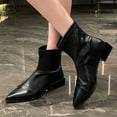thumbnail image 1 of Wowcloth Women's Fashion Casual Ankle Boots – New Arrivals for Spring/Fall with Solid Color & Contrast Trim, Pointed Toe, Rear Zipper, Chunky Low Heel for Stylish Everyday Footwear, 1 of 9