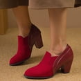 thumbnail image 1 of Wowcloth Women's Fashion Casual Ankle Boots - Pointed-Toe Red Chunky Heel with Wide Width & High Heel Design for Stylish Everyday Outfits, 1 of 9