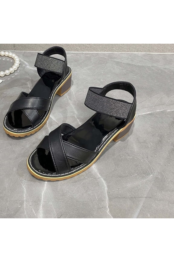 Women's Fashion Casual Buckle Strap Thick Heel Beach Sandals - Breathable Vacation Summer Trend