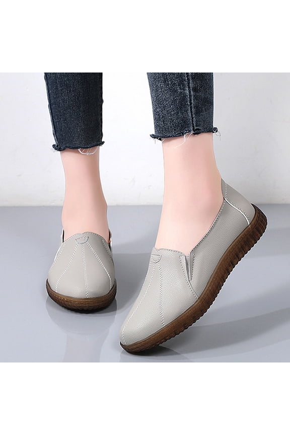 Women's Fashion Casual Comfortable Flat Shoes – New Solid Color Breathable Round Toe Slip-On with Closed Toe Design for Everyday Wear