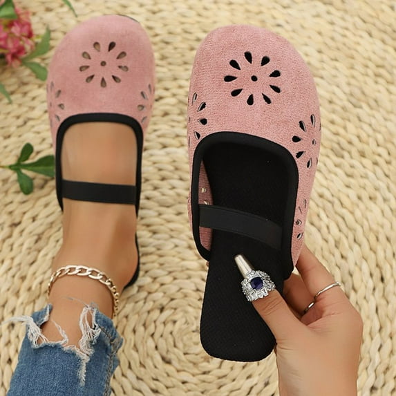 Wowcloth Women's Fashion Casual Flat Sandals – Breathable Floral Cut-Out & Trendy Summer-Autumn Style Slip-On Slippers for Indoor and Outdoor Use
