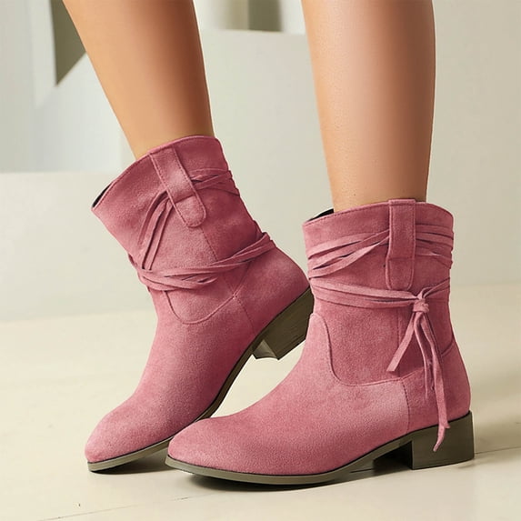 Wowcloth Women's Fashion Casual Fringe Ankle Boots – Chunky Heel Winter Short Boots with Trendy & Versatile Style for Everyday Wear
