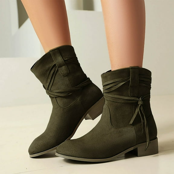 Wowcloth Women's Fashion Casual Fringe Ankle Boots – Chunky Heel Winter Short Boots with Trendy & Versatile Style for Everyday Wear