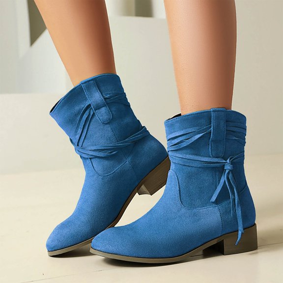 Wowcloth Women's Fashion Casual Fringe Ankle Boots – Chunky Heel Winter Short Boots with Trendy & Versatile Style for Everyday Wear