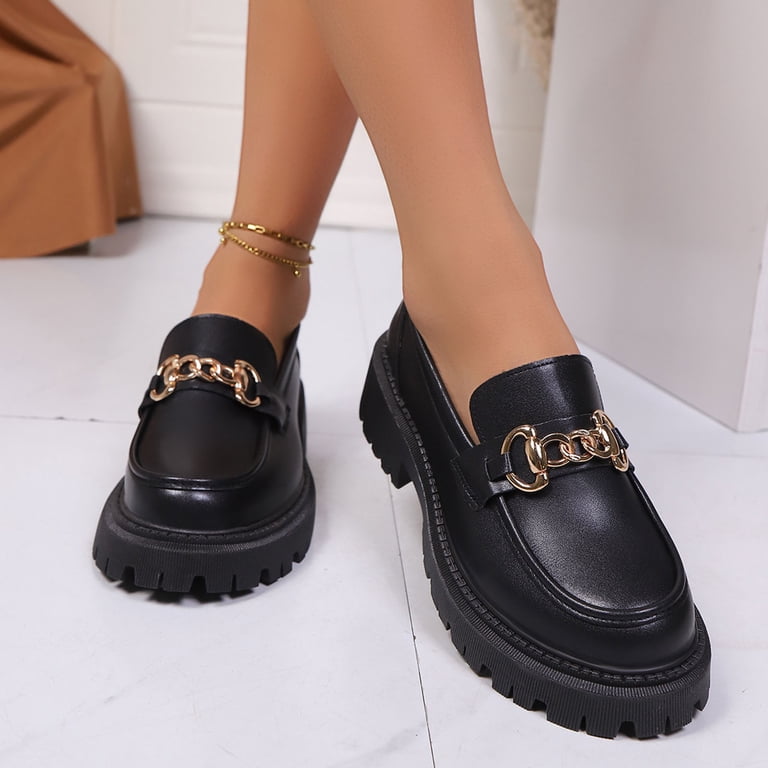 dress shoes wow classic Wowcloth Women's Fashion Casual Loafer – Round Toe with Chunky Low Heel & Thick Sole for Versatile All-Season Wear Samurai