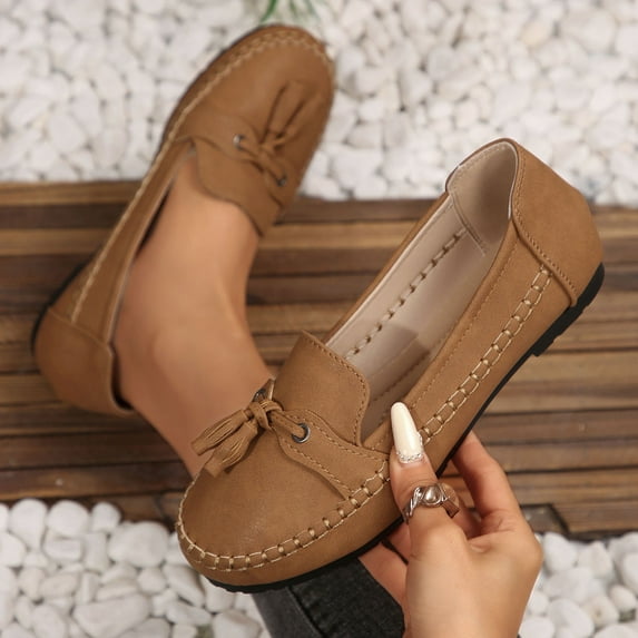 Wowcloth Women's Fashion Casual Loafers - Summer Classic Tassel Slip-On with Soft Sole & Flat Shape for Everyday Comfort,Plus Size