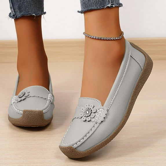 Wowcloth Women's Fashion Casual Loafers - Versatile Soft Sole, Spring Style, Comfortable Flat Shoes with Flower Decoration