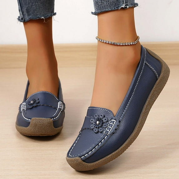 Wowcloth Women's Fashion Casual Loafers - Versatile Soft Sole, Spring Style, Comfortable Flat Shoes with Flower Decoration