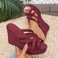 thumbnail image 1 of Wowcloth Women's Fashion Casual Open-Toe Slide Sandals – Comfortable Wrapped Strap with Wedge Heel, Ideal for Vacation & Everyday Fall Footwear, 1 of 8