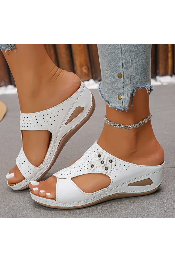 Women's Fashion Casual Peep-Toe Sandals – Comfortable Flatform Wedge Slides with Solid Color Shape for Everyday Wear,Plus Size