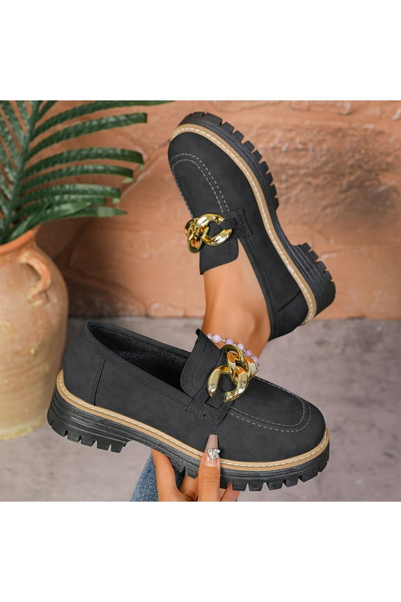 Women's Fashion Casual Retro Round Toe Chunky Heel Loafers – New Arrival Footwear for Stylish Everyday Outfits