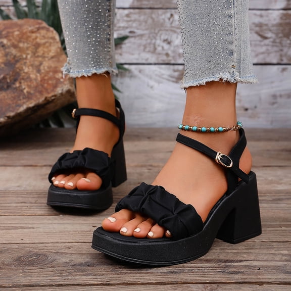 Wowcloth Women's Fashion Casual Sandals - Adjustable Buckle Straps with Open Toe, Platform Wedge Heel and Chunky Sole for Everyday Outfit