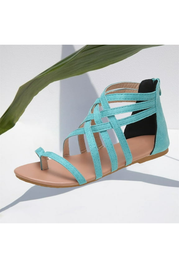 Women's Fashion Casual Sandals – Solid Color Simple Flat Thin Strap Thong Style with Cut-Out Details for Summer Outings & Beach Wear,Plus Size