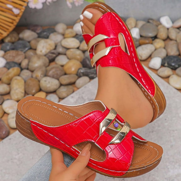 Wowcloth Women's Fashion Casual Slide Sandals – Lightweight Comfortable Wedge Heel Flatform with Versatile Spring Summer Classic Shape Footwear,Plus Size