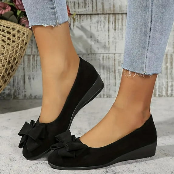 Wowcloth Women's Fashion Casual Slip-On Shoes for Beach – Stylish Bow Shape Versatile Slip-On with Comfortable Fit for Summer & Casual Outfits,Plus Size