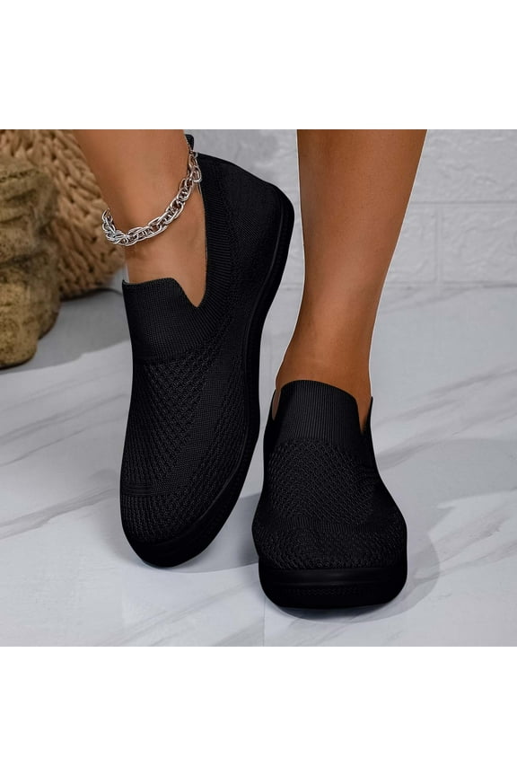 Women's Fashion Casual Sneakers – Breathable Lightweight Lace-Up Flat Sole Mesh Shoes in Solid Color for Everyday Comfort