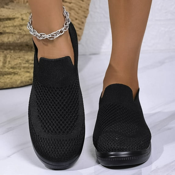 Wowcloth Women's Fashion Casual Sneakers – Soft Sole Breathable Mesh Slip-On in Solid Color, Lightweight for Large Sizes, Ideal for All-Season Wear