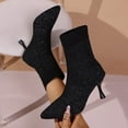 thumbnail image 1 of Wowcloth Women's Fashion Casual Sock Booties – Solid Color Stretch Knit Stiletto Heel Ankle Boots for Fall/Winter Stylish Everyday Wear, 1 of 9