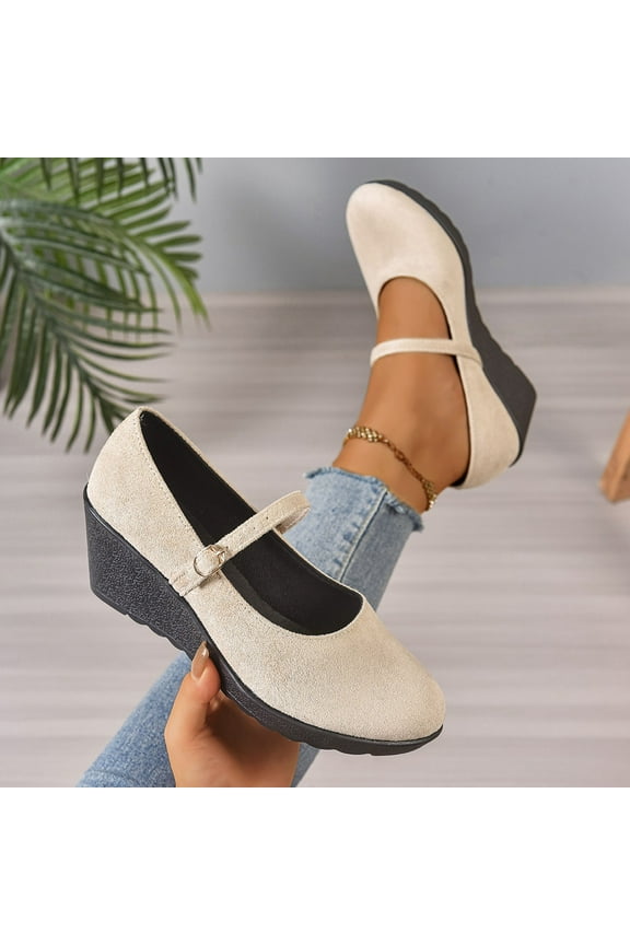 Women's Fashion Casual Solid Color Sandals – Comfortable Suede Soft Sole with Round Toe and Wedge Heel Beachwear Slides for Outdoor Activities