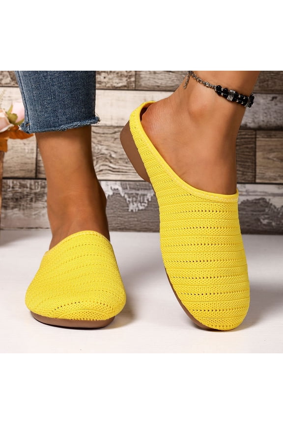 Women's Fashion Casual Spring & Summer Fly - Knit Mesh Breathable Round - Toe Low - Heeled Slippers