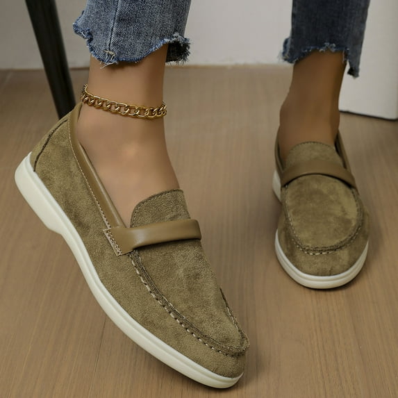 Wowcloth Women's Fashion Casual Spring & Summer Slip - On Loafers Solid - Color Round - Toe Flat Shoes