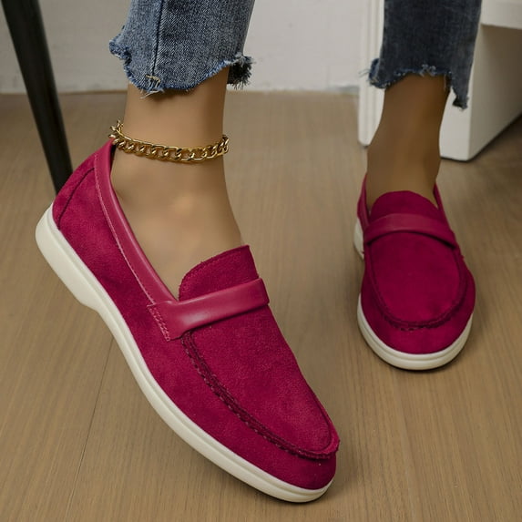 Wowcloth Women's Fashion Casual Spring & Summer Slip - On Loafers Solid - Color Round - Toe Flat Shoes