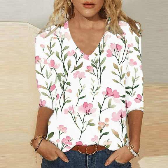 Wowcloth Women's Fashion Casual St. Patrick's Day V-neck 3/4 Sleeve Long Sleeved Top