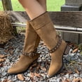 thumbnail image 1 of Wowcloth Women's Fashion Casual Western Boots – Convertible Collar Wide Shaft Pointed Toe with Chunky Heel Mid-Calf Design, Versatile Style for Everyday Outfits, 1 of 9