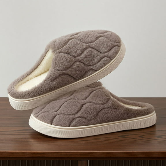 Wowcloth Women's Fashion Casual Winter Slip-On Slippers – Cozy Faux Fur Lined Indoor/Outdoor House Shoes with Soft-Touch Comfort for Home Use