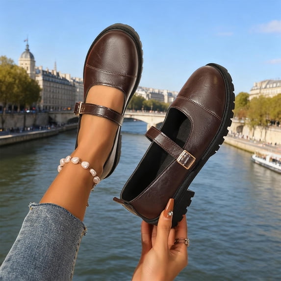 Wowcloth Women's Fashion Loafers – Round Toe Platform Design for Casual Comfort and Daily Wear