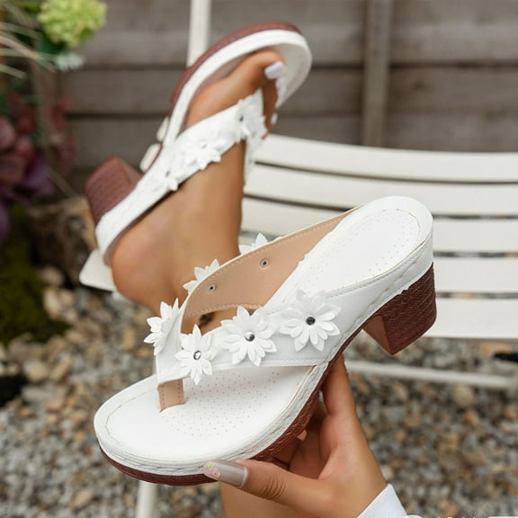 Wowcloth Women's Fashion Platform Sandals – Comfortable Slip-On High Heel Slides for Summer Casual Outings & Beach Footwear,Plus Size