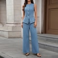 thumbnail image 1 of Wowcloth Women's Fashion Solid Color Denim Slim Fit Two-Piece Set with Pockets, 1 of 5