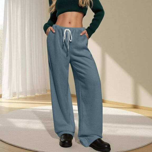 Wowcloth Women's Fashion Sportswear Casual Solid Color Jersey Pockets Drawstring Trousers