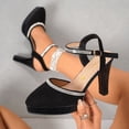 thumbnail image 1 of Wowcloth Women's Fashion Stiletto Heels – Rhinestone Single Buckle Straps with Open-Toe Design for Commuting & Casual Wear, 1 of 9