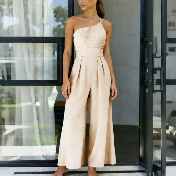 Wowcloth Women's Fashion Strappy Jumpsuit with Cinched Waist and Wide Leg for Casual and Daily Wear