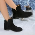 thumbnail image 1 of Wowcloth Women's Fashion Winter Ankle Boots – Trendy Casual Solid Suede Tassel Detail Low Heel with Winter Style Footwear, 1 of 9