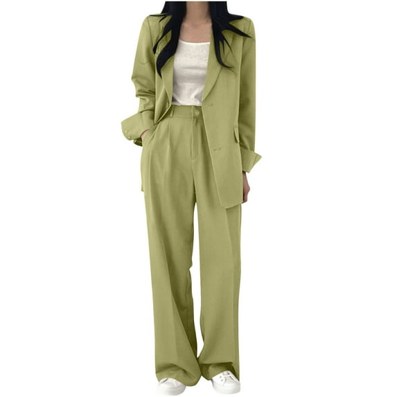 Wowcloth Women's Fashionable Elegant Business Suit with Lapel Jacket and Pants Set