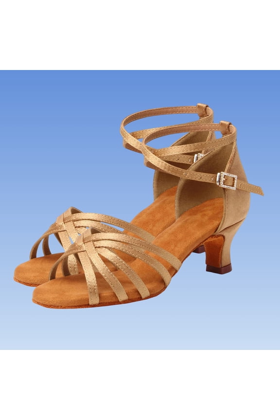 Women's Five-Piece Adult Latin Dance Mid-Heel Soft Sole Spring/Summer Trendy Textured Comfortable Dance Performance Performance Shoes