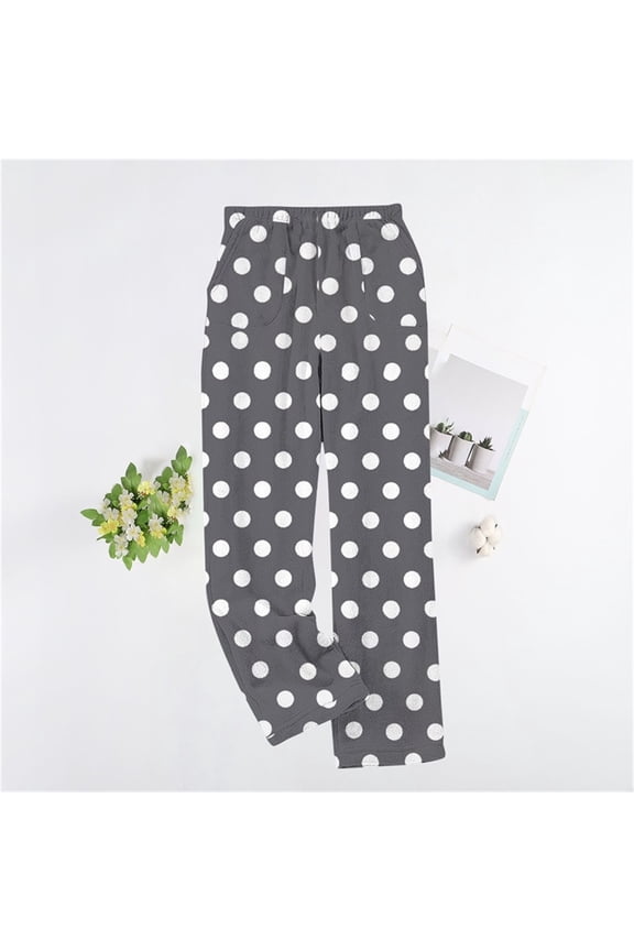 Women's Flannel Pajama Pants, Full Print with Thickened Warm Fleece, Loose Fit Lounge Wear for Home Relaxation and Sleeping