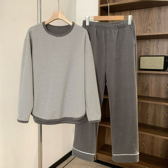 Wowcloth Women's Fleece Pajama Set, Solid Color Loose Fit with Round Neck and Long Sleeve, Warm and Cozy for Home Lounge and Sleep