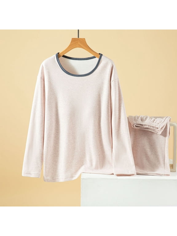 Women's Fleece Thermal Set, Round Neck Long Sleeve, Insulated for Cold Weather and Everyday Use