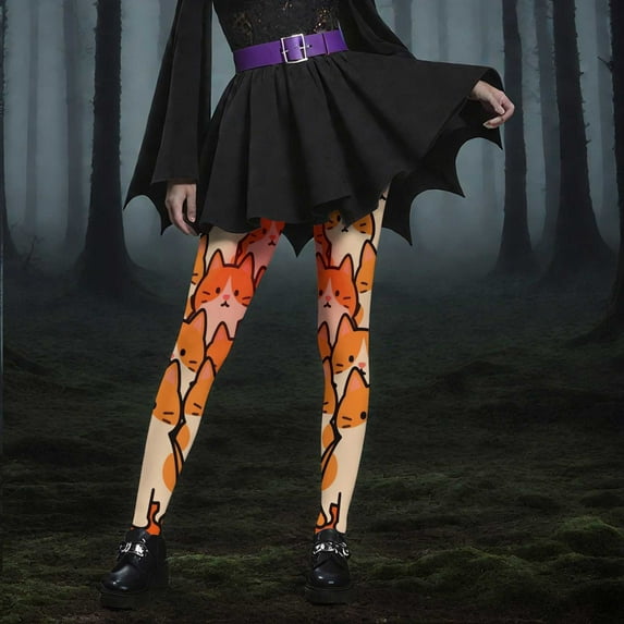 Wowcloth Women's Halloween Cat Print Fashion Elastic Leggings - Fitness Running Casual Pants