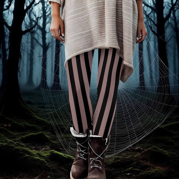 Wowcloth Women's Halloween Striped Print Fashion Elastic Leggings - Fitness Running Casual Pants