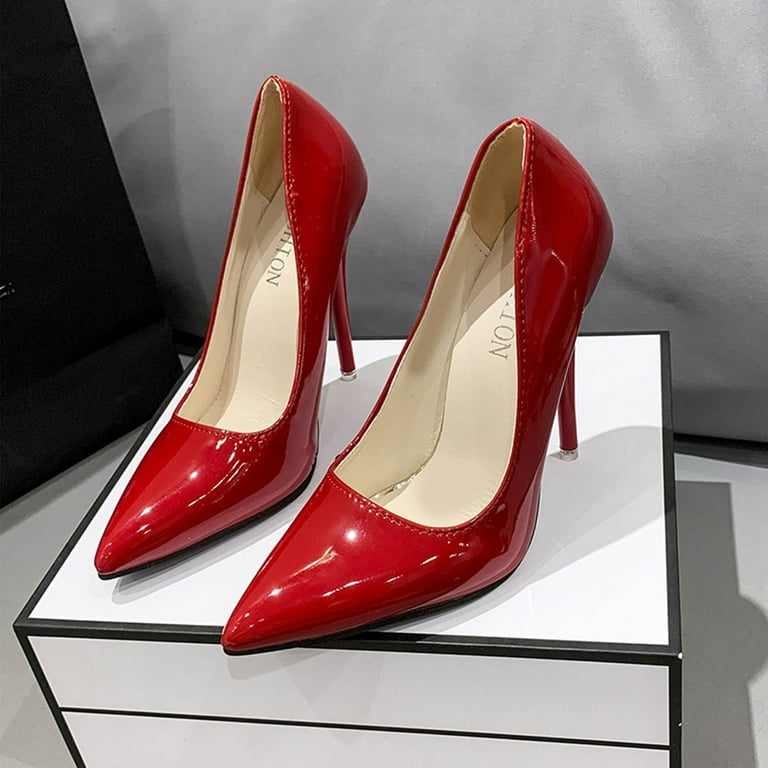 Wowcloth Women's Heels – Slip-On Design with 12CM Height, Patent