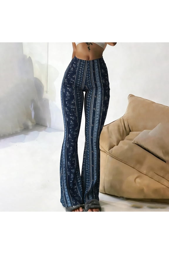 Women's High-Waisted Yoga Pants, Fashion Floral Print, Slim-Fit Tummy Control Leggings, Stretchy Workout Pants for Gym, Yoga, and Casual Wear