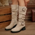 thumbnail image 1 of Wowcloth Women's Knee High Boots - Multi-Color Buckle Design with Chunky Heel and Suede Texture, Vintage Style Casual Fashion Boots for Autumn Winter, 1 of 9