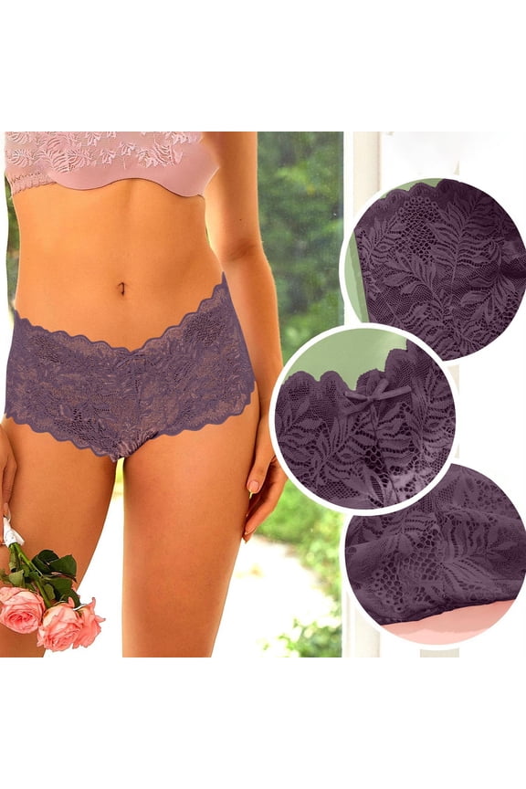 Women's Lace Briefs with Cotton Crotch, Sheer, Seamless and Soft
