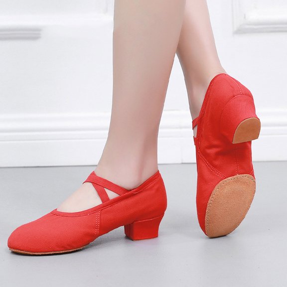 Wowcloth Women's Latin Dance Shoes – Non-Slip Practice Mid-Heel Design for Adult Body Shape Training and Ballet, Large Sizes Available, Autumn Winter Trendy Style
