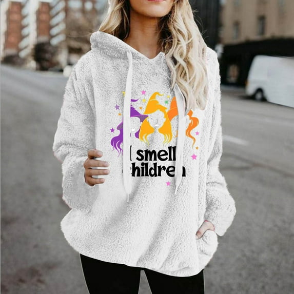 Wowcloth Women's Letter Print Hooded Sweatshirt - Drawstring Pocket & Fleece-Lined Pullover Top for Cozy Casual Wear | Soft Double-Sided Sherpa Fabric with Long Sleeves