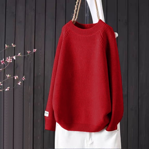 Wowcloth Women's Lightweight Autumn Casual Long Sleeve Round Neck Pullover Sweater for Daily Wear